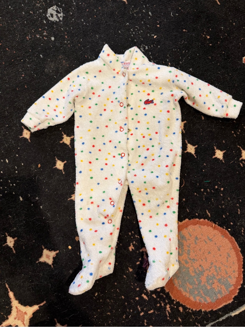 Lacoste Baby White Polka Dot One-Piece